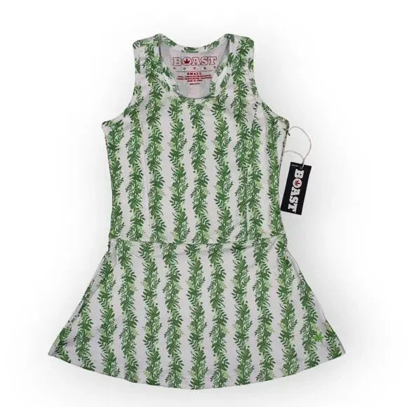 BOAST USA Girls Small Tennis Flora P Dress White Green Racerback Mini NWT - Picture 12 of 16